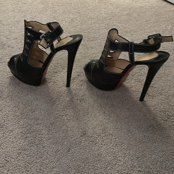 Christian Louboutin black booties with white stitching on front - Picture 4 of 7